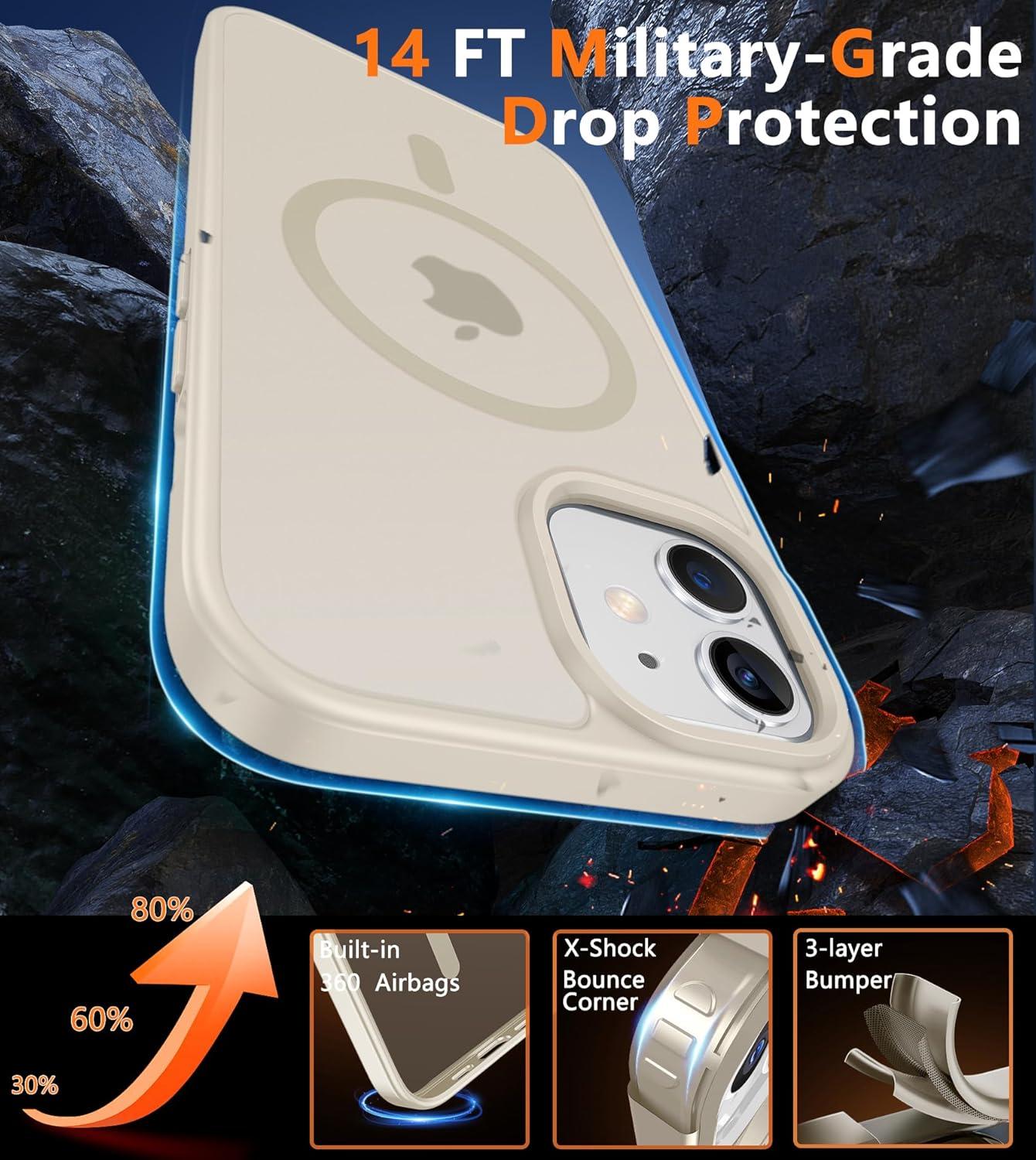 imageFNTCASE for iPhone 15 Pro Case Compatible with Magsafe Translucent Matte Magnetic Phone Cover Military Grade Drop Protection Shockproof Protective Cases BlackOff White