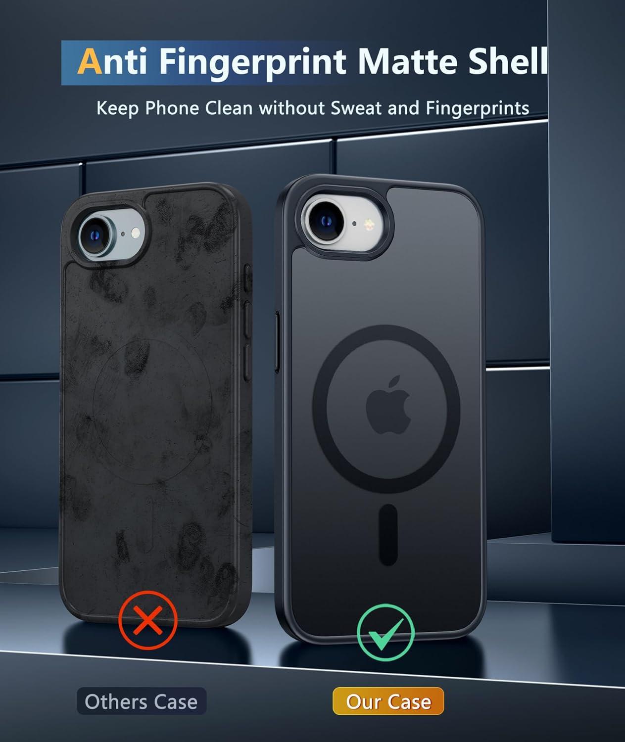 imageFNTCASE for iPhone 15 Pro Case Compatible with Magsafe Translucent Matte Magnetic Phone Cover Military Grade Drop Protection Shockproof Protective Cases BlackBlack