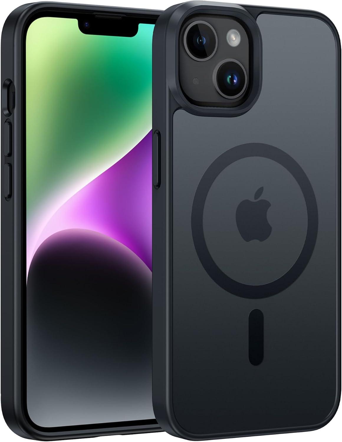 imageFNTCASE for iPhone 15 Pro Case Compatible with Magsafe Translucent Matte Magnetic Phone Cover Military Grade Drop Protection Shockproof Protective Cases BlackBlack