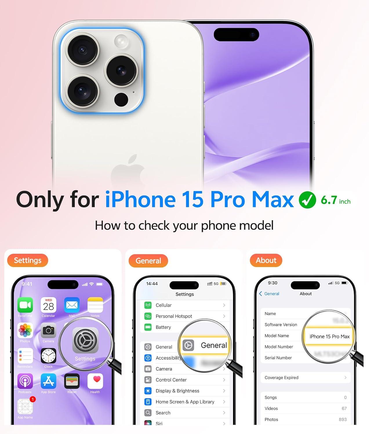 imageFNTCASE for iPhone 15 Pro Case Compatible with Magsafe Translucent Matte Magnetic Phone Cover Military Grade Drop Protection Shockproof Protective Cases BlackLight Purple