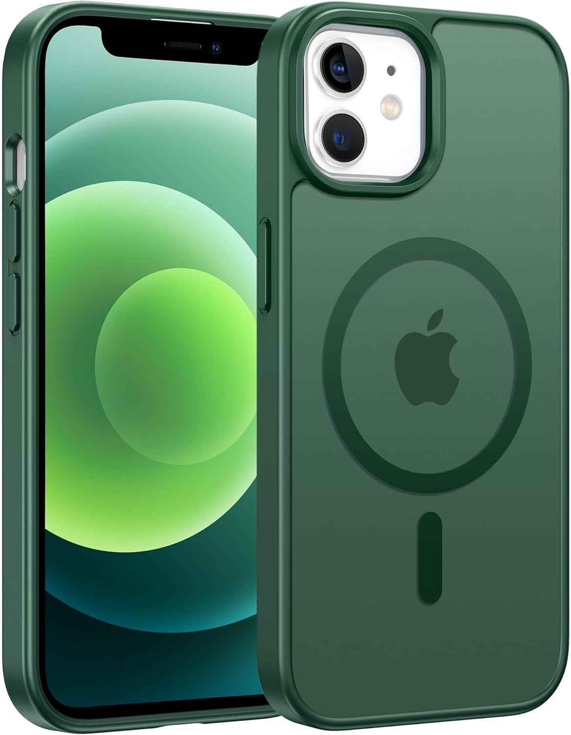 imageFNTCASE for iPhone 15 Pro Case Compatible with Magsafe Translucent Matte Magnetic Phone Cover Military Grade Drop Protection Shockproof Protective Cases BlackGreen