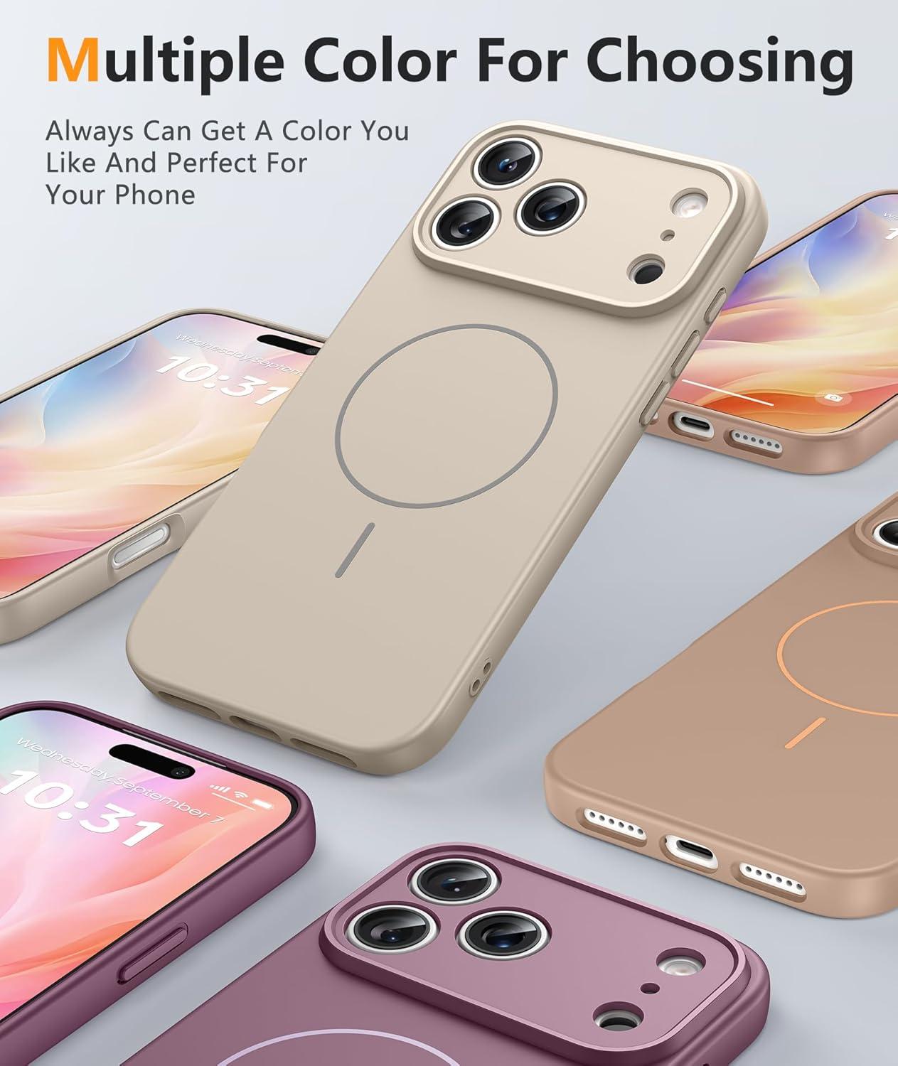 imageFNTCASE for iPhone 15 Pro Case Compatible with Magsafe Translucent Matte Magnetic Phone Cover Military Grade Drop Protection Shockproof Protective Cases BlackFull White