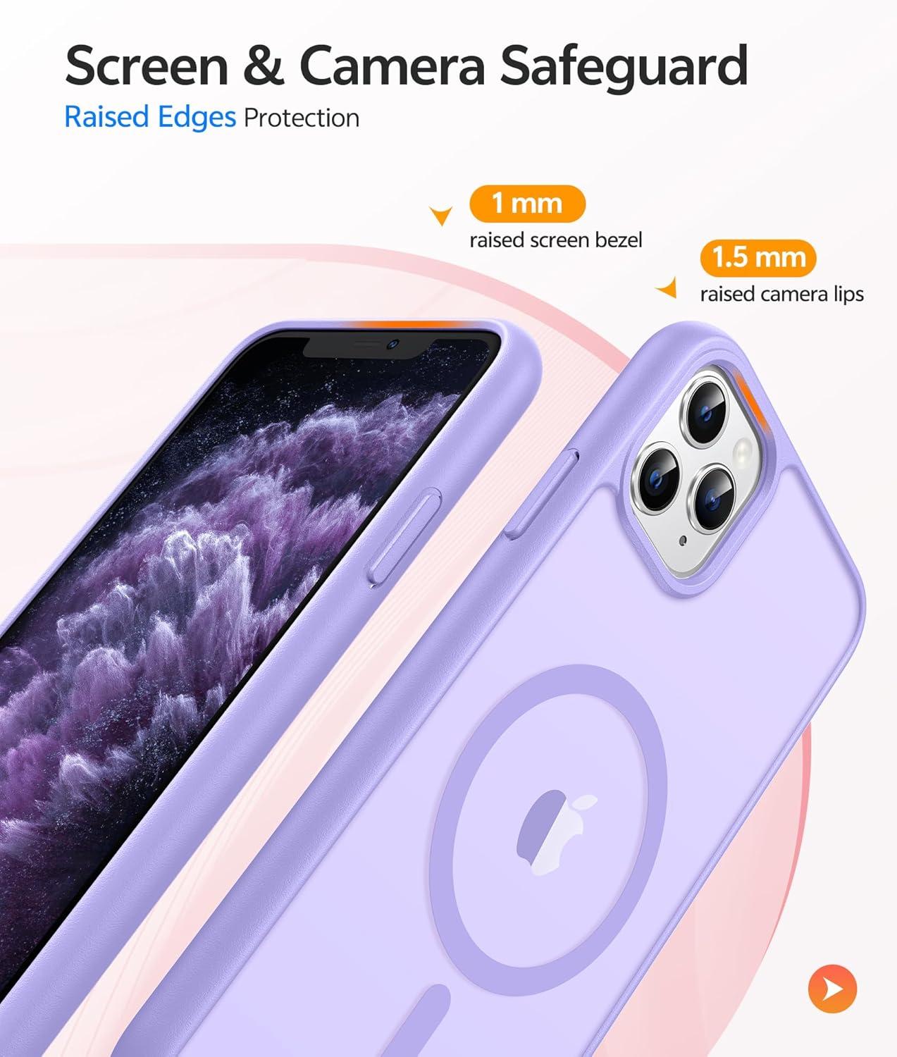 imageFNTCASE for iPhone 15 Pro Case Compatible with Magsafe Translucent Matte Magnetic Phone Cover Military Grade Drop Protection Shockproof Protective Cases BlackLight Purple