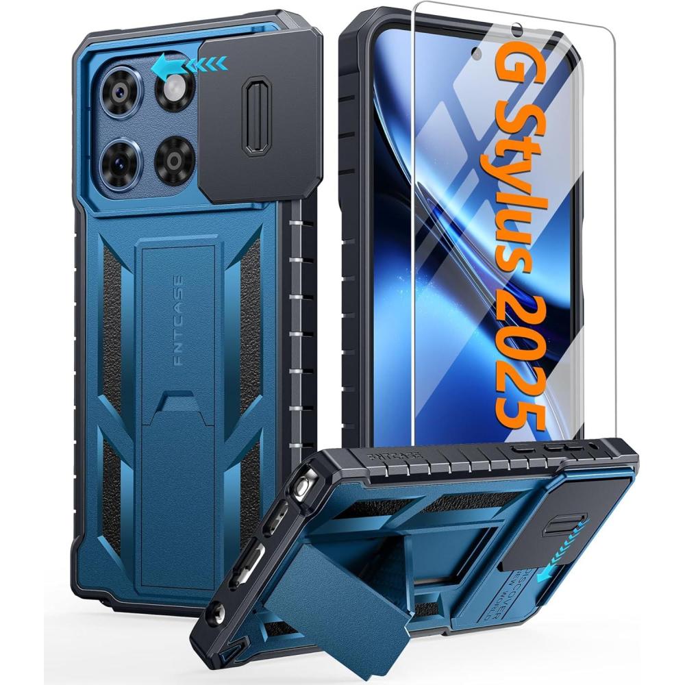 imageFNTCASE for Motorola MotoG Stylus5G2025 Case Military Grade Dropproof Cell Phone Cover with Kickstand amp Slide  Heavy Duty Rugged Phonecase Bumper Textured ProtectorBlueBlue
