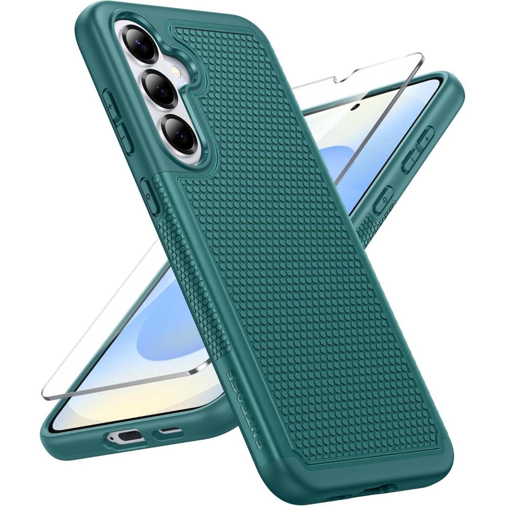 imageFNTCASE for Samsung Galaxy S26 Plus Case Military Grade Drop Protection 14ft Drop Tested Screen Protector Included AntiSlip AntiFingerprint Dual Layer Shockproof Phone Case Cover Green
