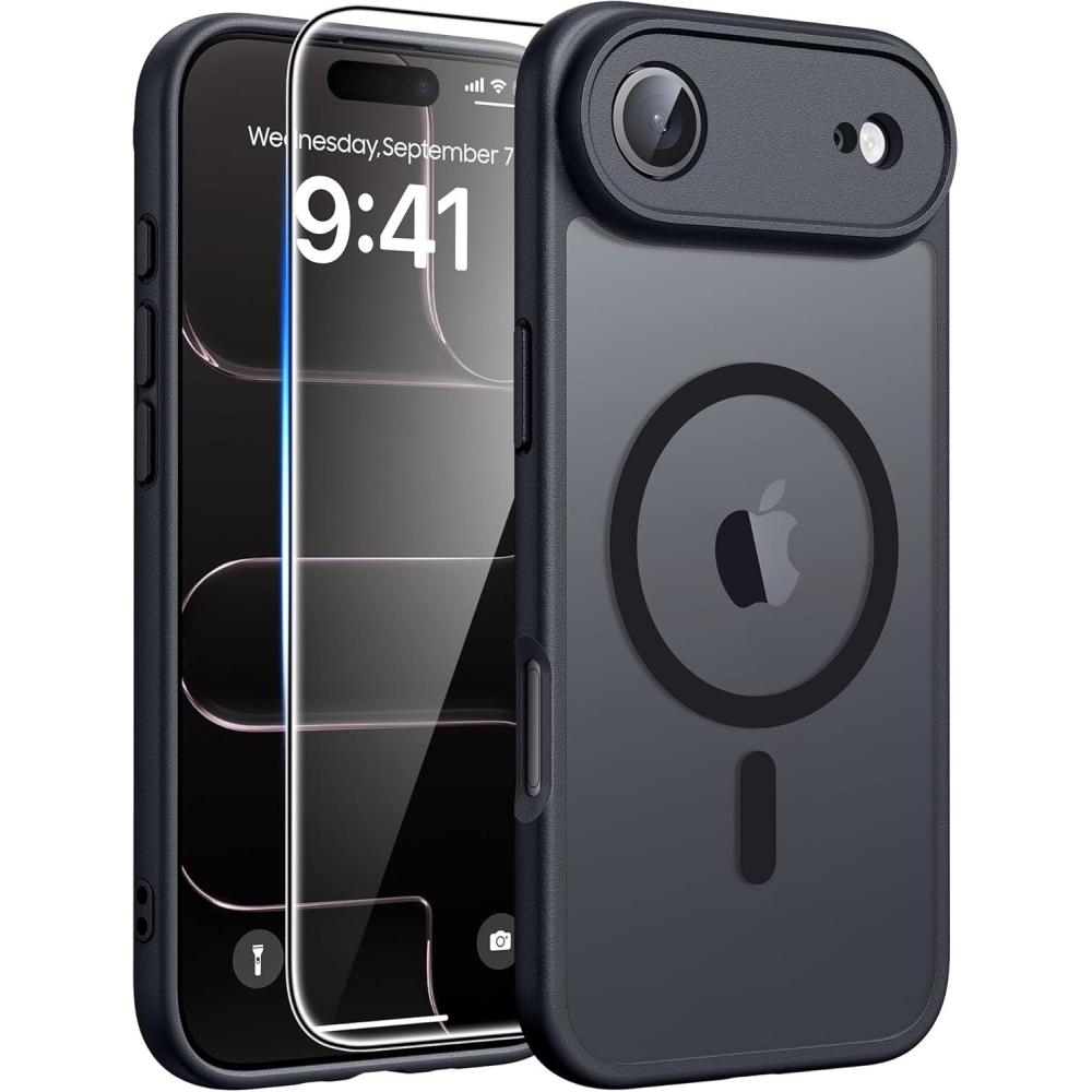 imageFNTCASE for iPhone 15 Pro Case Compatible with Magsafe Translucent Matte Magnetic Phone Cover Military Grade Drop Protection Shockproof Protective Cases BlackBlack