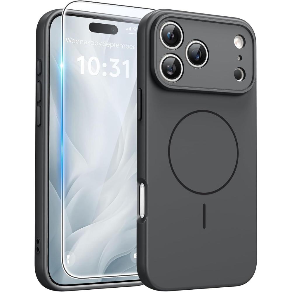 imageFNTCASE for iPhone 15 Pro Case Compatible with Magsafe Translucent Matte Magnetic Phone Cover Military Grade Drop Protection Shockproof Protective Cases BlackFull Gray