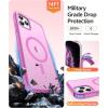 FNTCASE for iPhone 15 Pro Case: [Compatible with Magsafe] Translucent Matte Magnetic Phone Cover – Military Grade Drop Protection Shockproof Protective Cases – Black(Pink)