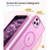 FNTCASE for iPhone 15 Pro Case: [Compatible with Magsafe] Translucent Matte Magnetic Phone Cover – Military Grade Drop Protection Shockproof Protective Cases – Black(Pink)