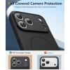 FNTCASE for iPhone 15 Pro Case: [Compatible with Magsafe] Translucent Matte Magnetic Phone Cover – Military Grade Drop Protection Shockproof Protective Cases – Black(Full Black)
