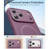 FNTCASE for iPhone 15 Pro Case: [Compatible with Magsafe] Translucent Matte Magnetic Phone Cover – Military Grade Drop Protection Shockproof Protective Cases – Black(Full Purple)