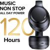 Hybrid Active Noise Cancelling Bluetooth 6.0 Headphones 120H Playtime 6 ENC Clear Call Mic, Over Ear Headphones Wireless with Hi-Res Audio Comfort Earcup Low Latency ANC Headphone for Travel Workout(Black)