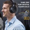 Hybrid Active Noise Cancelling Bluetooth 6.0 Headphones 120H Playtime 6 ENC Clear Call Mic, Over Ear Headphones Wireless with Hi-Res Audio Comfort Earcup Low Latency ANC Headphone for Travel Workout(Black)
