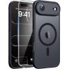FNTCASE for iPhone 15 Pro Case: [Compatible with Magsafe] Translucent Matte Magnetic Phone Cover – Military Grade Drop Protection Shockproof Protective Cases – Black(Black)