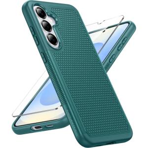 FNTCASE for Samsung Galaxy S26 Plus Case: Military Grade Drop Protection, 14ft Drop Tested, Screen Protector Included, Anti-Slip Anti-Fingerprint Dual Layer Shockproof Phone Case Cover (Green)