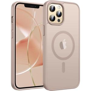 FNTCASE for iPhone 15 Pro Case: [Compatible with Magsafe] Translucent Matte Magnetic Phone Cover – Military Grade Drop Protection Shockproof Protective Cases – Black(Desert Gold)