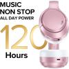 Hybrid Active Noise Cancelling Bluetooth 6.0 Headphones 120H Playtime 6 ENC Clear Call Mic, Over Ear Headphones Wireless with Hi-Res Audio Comfort Earcup Low Latency ANC Headphone for Travel Workout(Rose Gold)