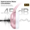Hybrid Active Noise Cancelling Bluetooth 6.0 Headphones 120H Playtime 6 ENC Clear Call Mic, Over Ear Headphones Wireless with Hi-Res Audio Comfort Earcup Low Latency ANC Headphone for Travel Workout(Rose Gold)