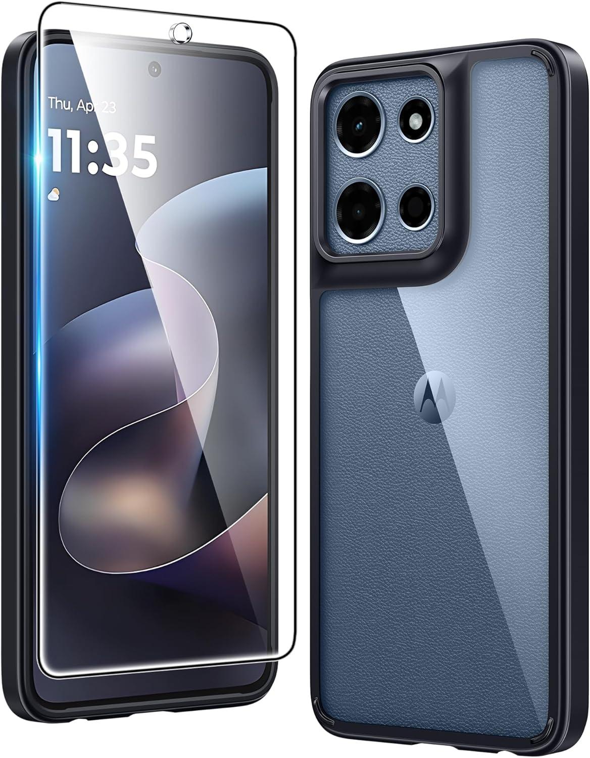 imageFNTCASE for Moto G 20262025 Case for Moto G Play 2026 Case Anti Yellowing Cell Phone Cover Drop Proof Rugged Protective Transparent Slim Cases 67 inch ClearBlack