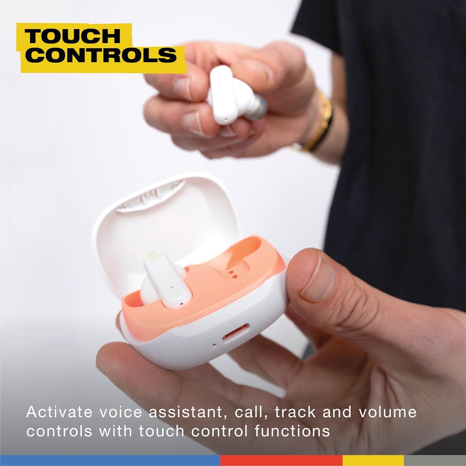 imageSkullcandy Smokin Buds Wireless Earbuds Bluetooth Headphones Noise Isolating Fit Up to 20 Hours Battery IPX4 Sweat and Water Resistant Microphone for iPhone Android PinkBone