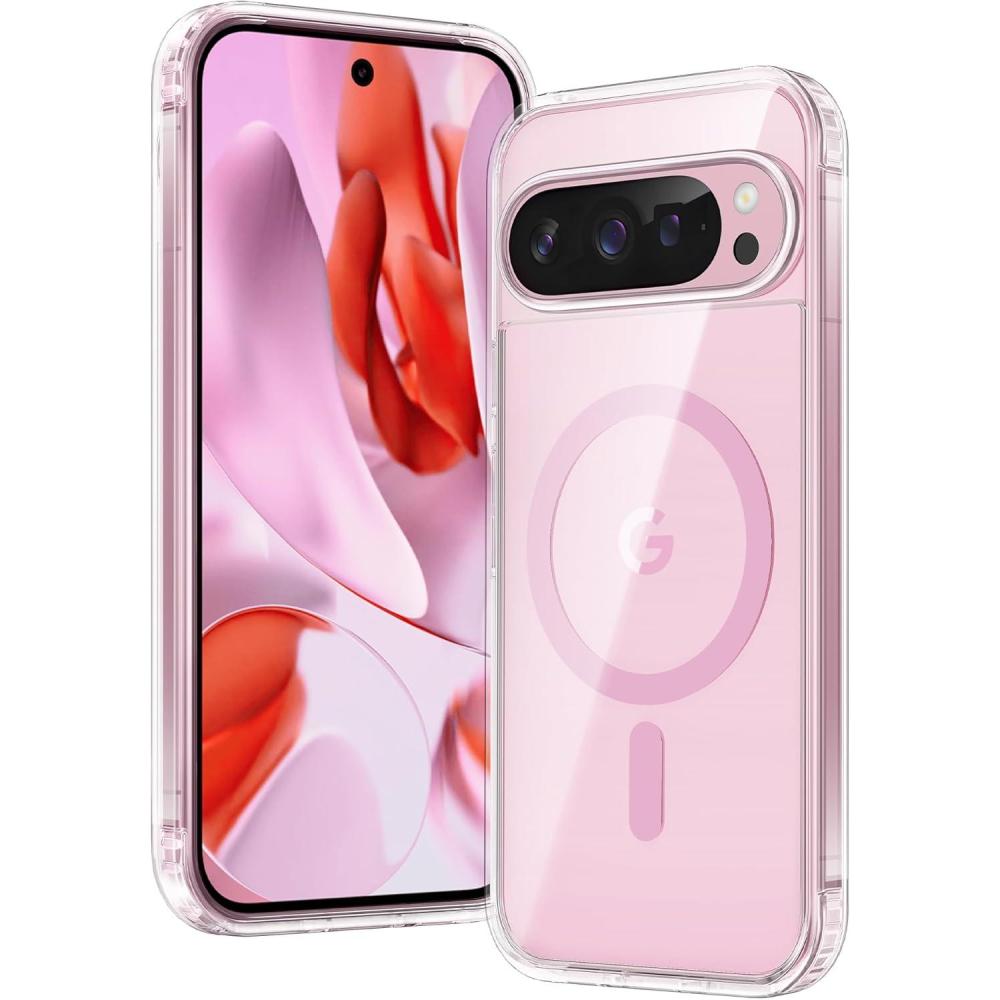 imageFNTCASE for Google Pixel 10 Case Pixel 10 Pro Case Google 99 Pro Magnetic Clear Slim PhoneCase AntiDrop Shockproof Scratch Protective Thin Transparent Crystal Cell Phone CoverClearClearPinkMagnetic