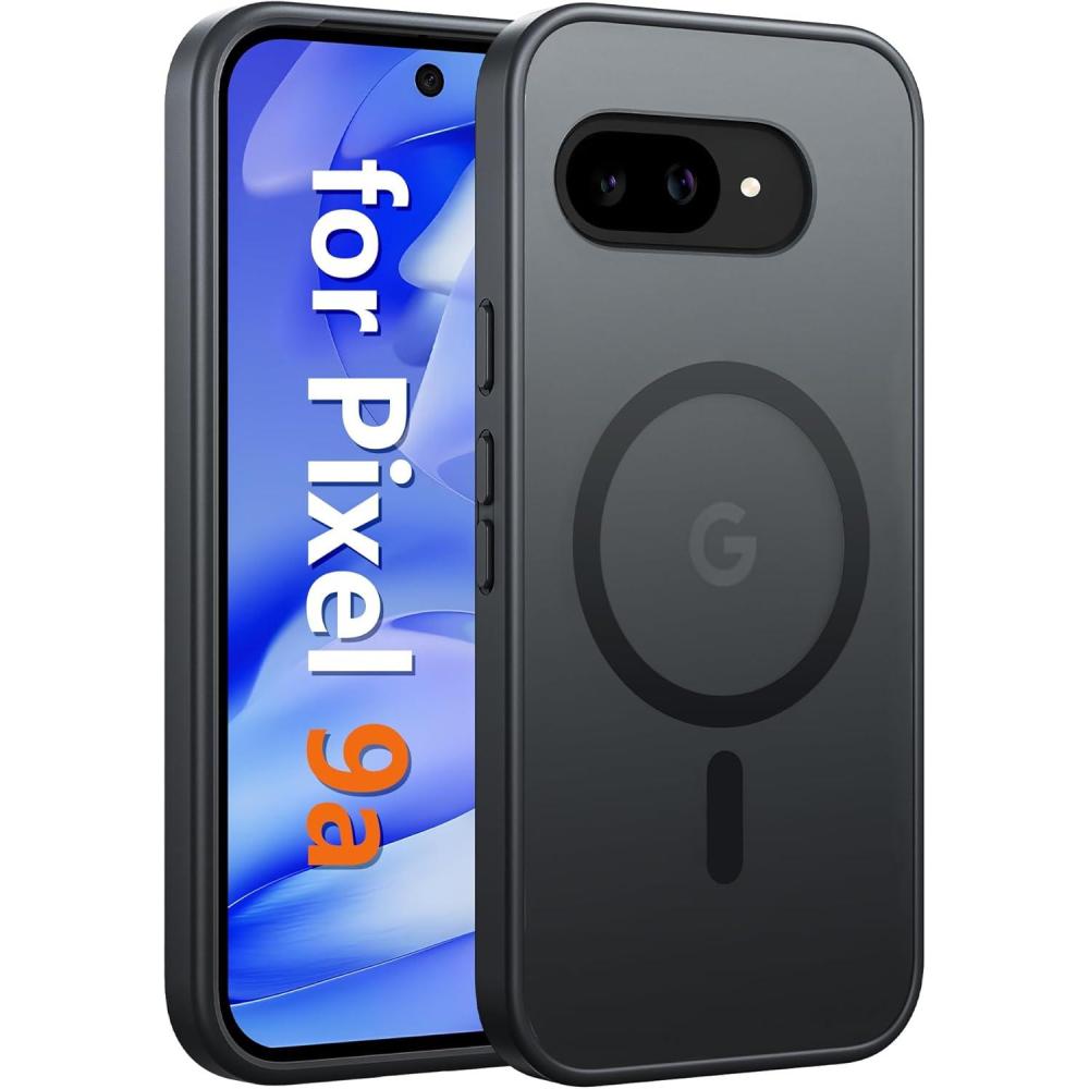 imageFNTCASE for Google Pixel 9a Case Compatible with Magsafe Translucent Matte Magnetic Phone Cover Military Grade Drop Protection Shockproof Protective Cases for Pixel 9A BlackBlack