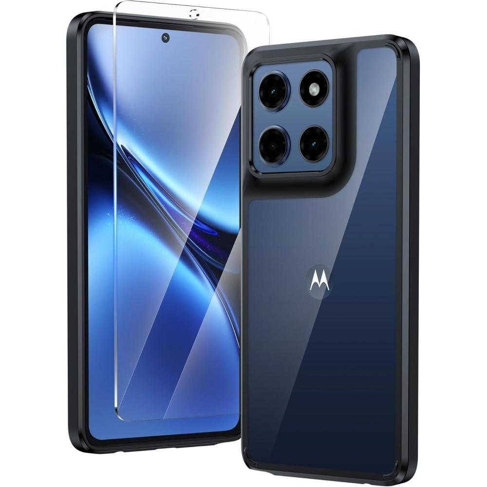 imageFNTCASE for Moto G 20262025 Case for Moto G Play 2026 Case Anti Yellowing Cell Phone Cover Drop Proof Rugged Protective Transparent Slim Cases 67 inch ClearBlack
