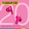 Skullcandy Smokin’ Buds Wireless Earbuds, Bluetooth Headphones, Noise Isolating Fit, Up to 20 Hours Battery, IPX4 Sweat and Water Resistant, Microphone for iPhone Android – Pink(Pink)