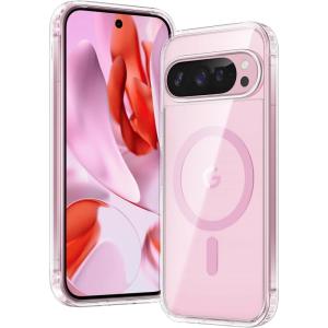 FNTCASE for Google Pixel 10 Case: Pixel 10 Pro Case Google 9/9 Pro Magnetic Clear Slim PhoneCase | Anti-Drop Shockproof Scratch Protective Thin Transparent Crystal Cell Phone Cover(Clear)(Clear-Pink-Magnetic)