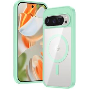 FNTCASE for Google Pixel 10 Case: Pixel 10 Pro Case Google 9/9 Pro Magnetic Clear Slim PhoneCase | Anti-Drop Shockproof Scratch Protective Thin Transparent Crystal Cell Phone Cover(Clear)(IceGreen)