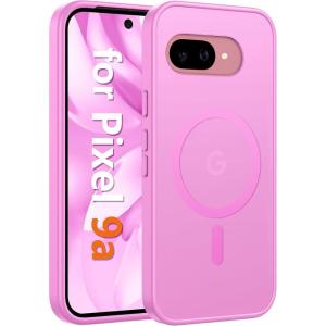 FNTCASE for Google Pixel 9a Case: [Compatible with Magsafe] Translucent Matte Magnetic Phone Cover – Military Grade Drop Protection – Shockproof Protective Cases for Pixel 9A (Black)(Pink)