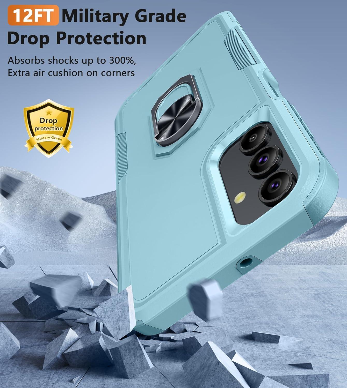 imageFNTCASE for Samsung Galaxy A155G Case Dual Layer Shockproof Protective Cell Phone Cover with Magnetic Kickstand Military Grade Drop Proof Protection Hybrid Matte Textured Rugged Hard PhonecaseTeal