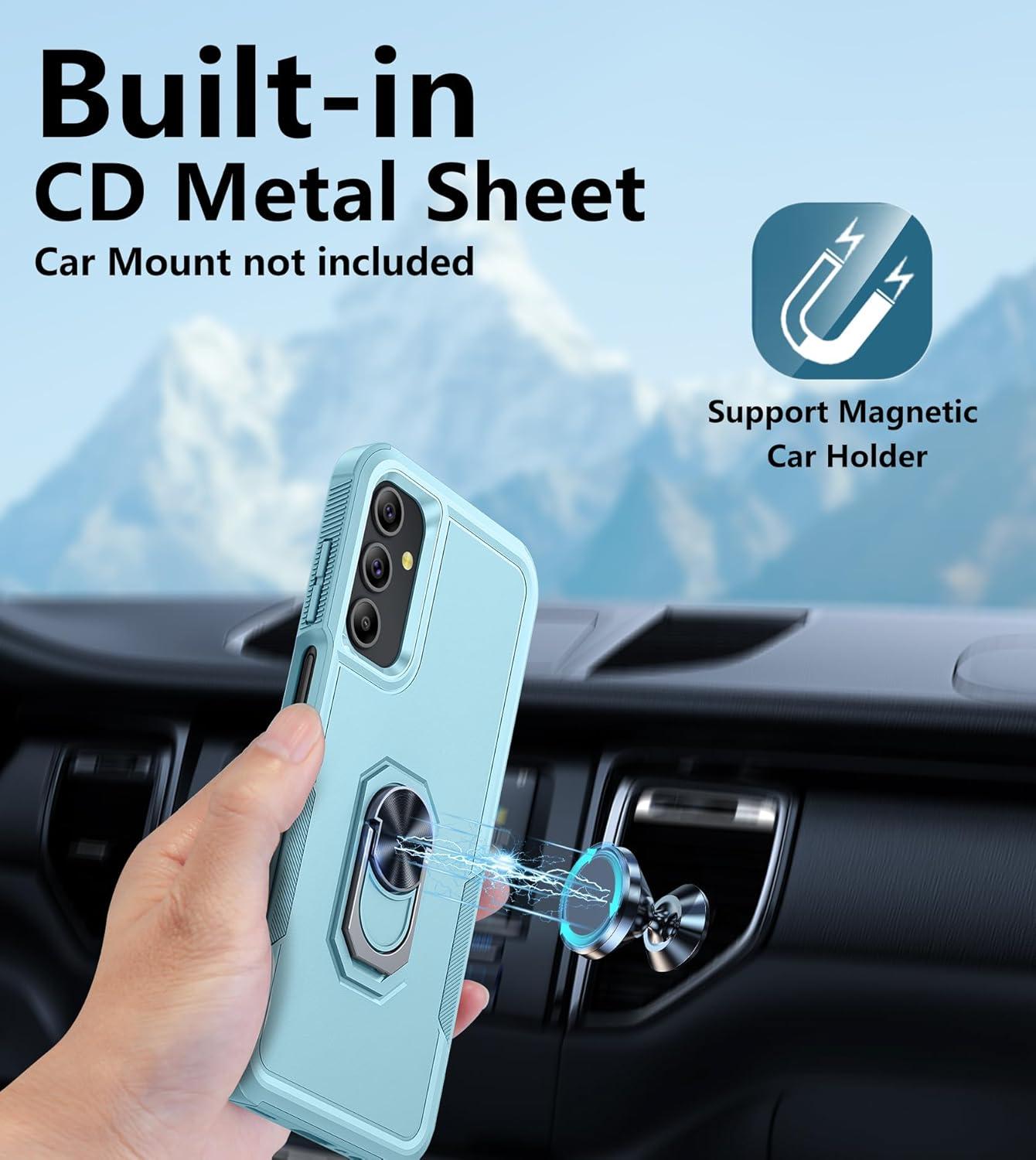 imageFNTCASE for Samsung Galaxy A155G Case Dual Layer Shockproof Protective Cell Phone Cover with Magnetic Kickstand Military Grade Drop Proof Protection Hybrid Matte Textured Rugged Hard PhonecaseTeal