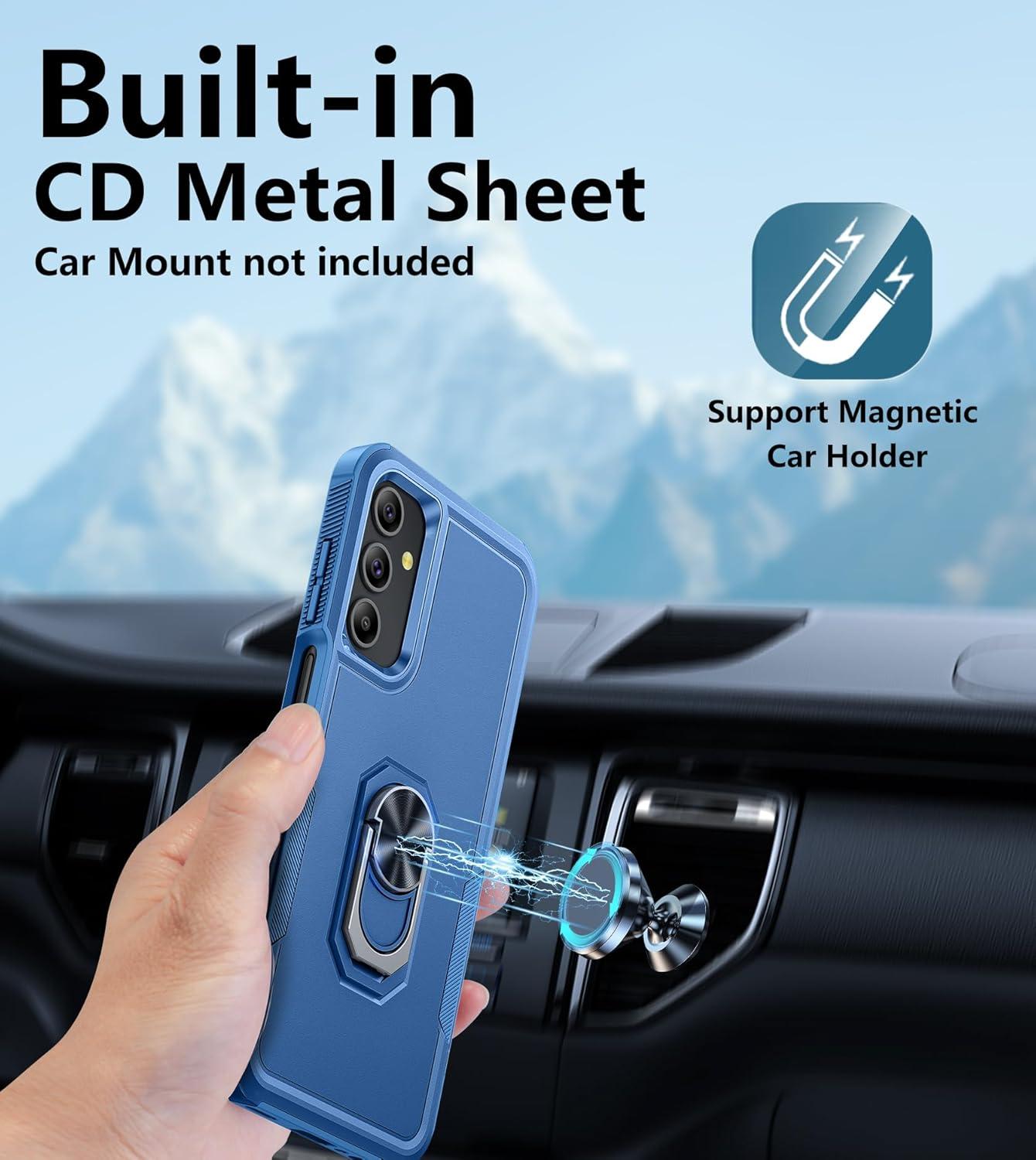 imageFNTCASE for Samsung Galaxy A155G Case Dual Layer Shockproof Protective Cell Phone Cover with Magnetic Kickstand Military Grade Drop Proof Protection Hybrid Matte Textured Rugged Hard PhonecaseMatte Blue
