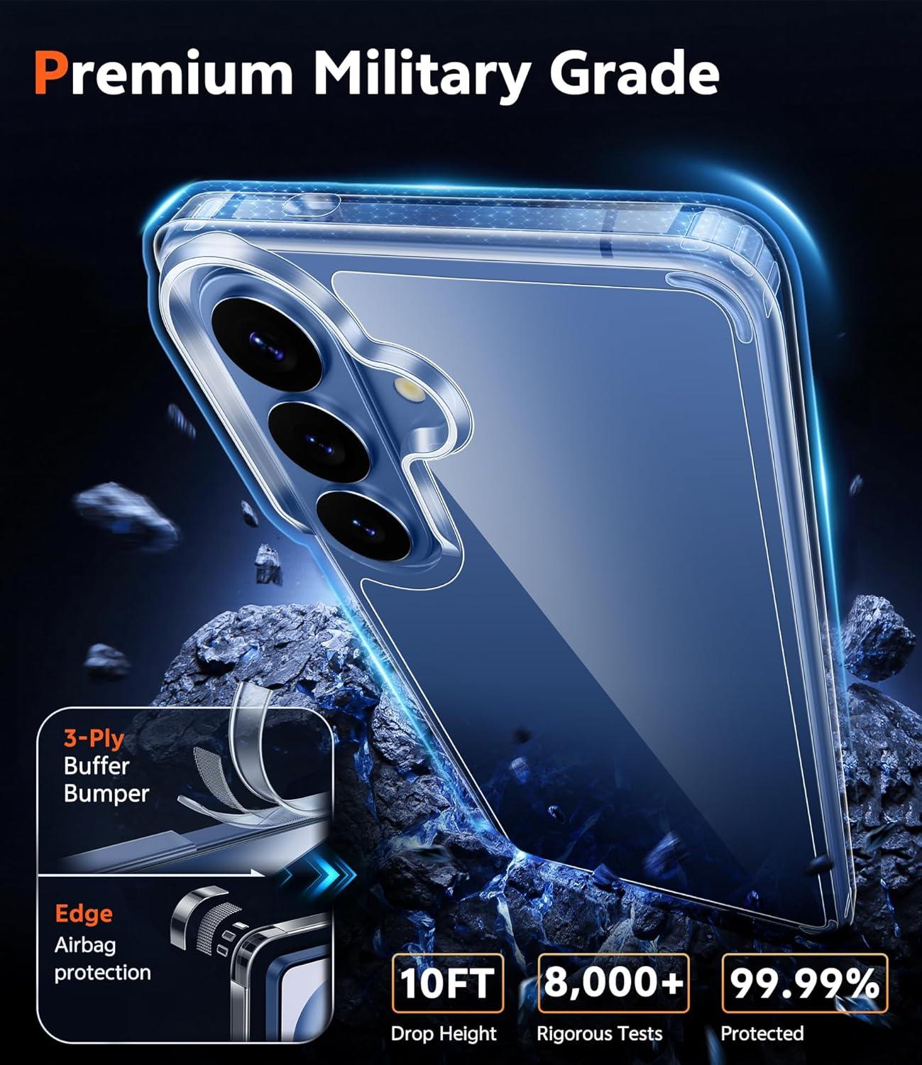 imageFNTCASE for Samsung Galaxy S26 Case Clear Anti Yellowing Magnetic Military Grade Drop Protection Cell Phone Cover Compatible with Magsafe Rugged Shockproof Protective Bumper Transparent PhonecaseBClear