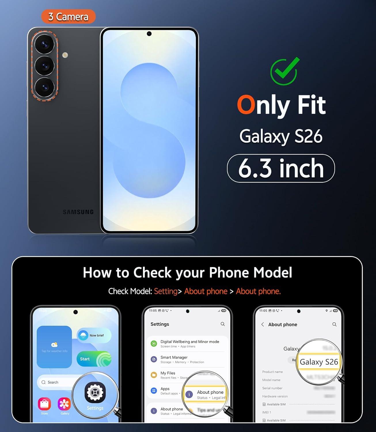 imageFNTCASE for Samsung Galaxy S26 Case Clear Anti Yellowing Magnetic Military Grade Drop Protection Cell Phone Cover Compatible with Magsafe Rugged Shockproof Protective Bumper Transparent PhonecaseCFrosted Black Magnetic
