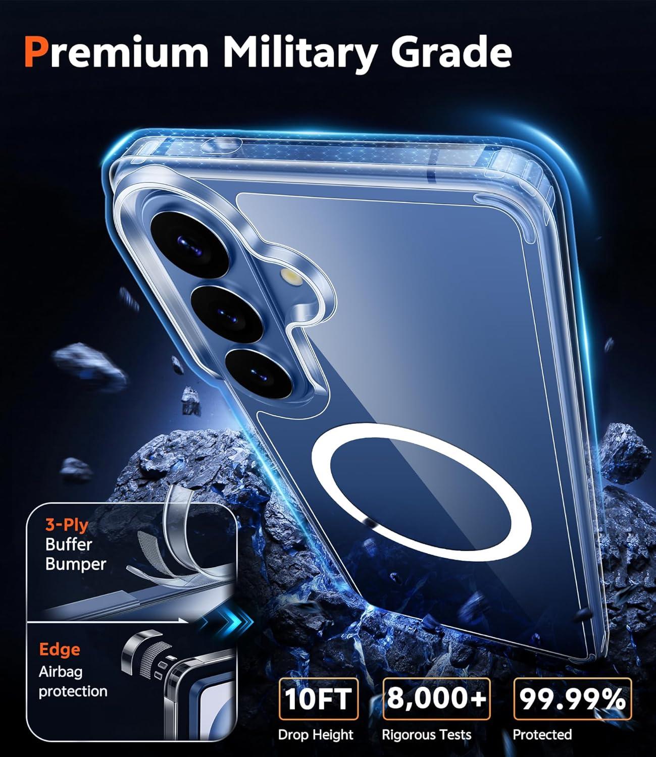 imageFNTCASE for Samsung Galaxy S26 Case Clear Anti Yellowing Magnetic Military Grade Drop Protection Cell Phone Cover Compatible with Magsafe Rugged Shockproof Protective Bumper Transparent PhonecaseACLear Magnetic