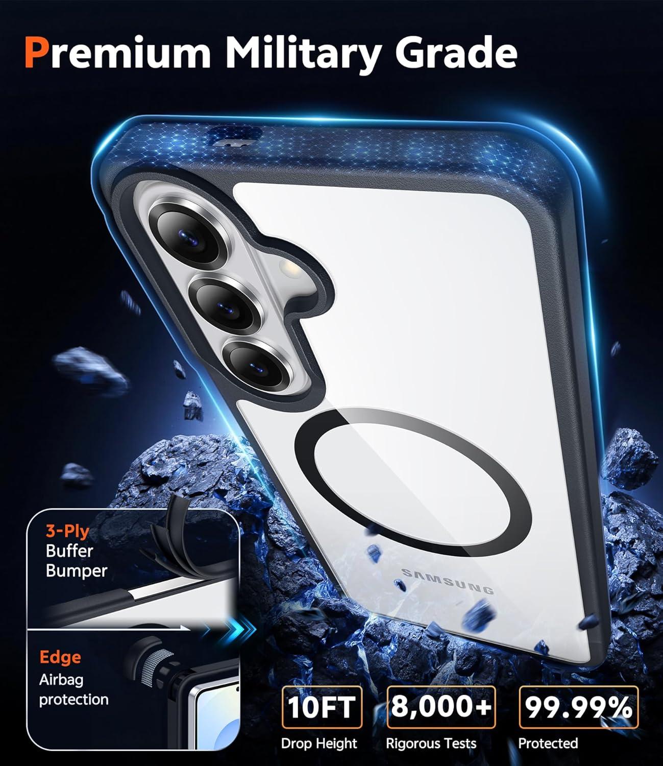 imageFNTCASE for Samsung Galaxy S26Plus Case Clear Magnetic Phone Cases with Screen Protector Compatible with Magsafe Slim Anti Yellowing Shockproof Protective Transparent Cover Clear MagneticCBlack Magnetic