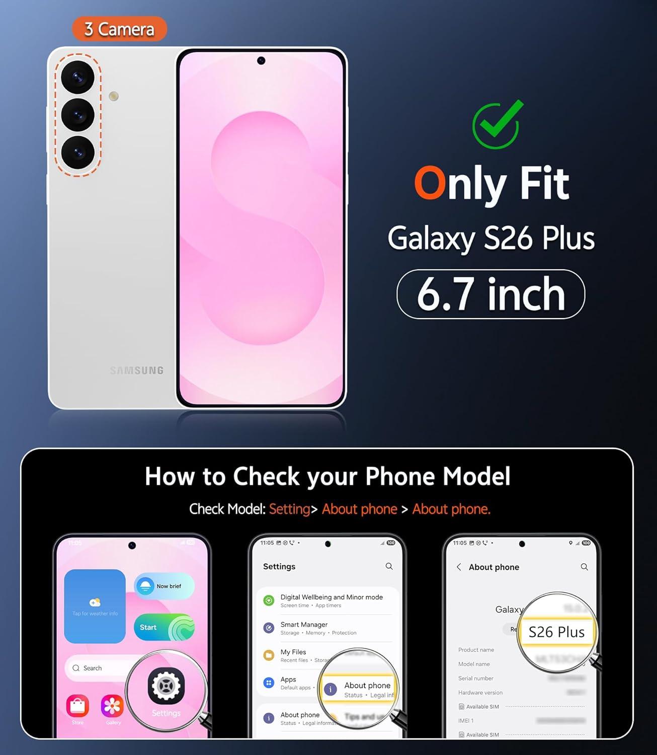 imageFNTCASE for Samsung Galaxy S26Plus Case Clear Magnetic Phone Cases with Screen Protector Compatible with Magsafe Slim Anti Yellowing Shockproof Protective Transparent Cover Clear MagneticCPink Magnetic