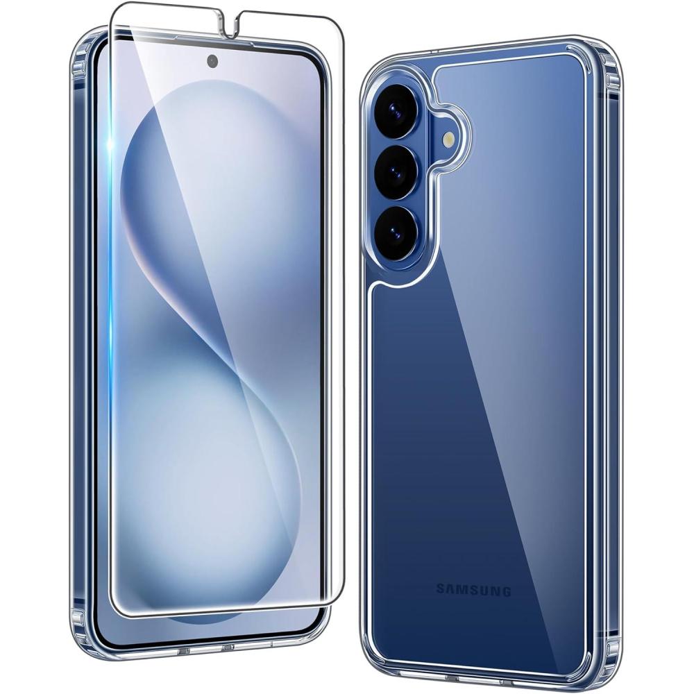imageFNTCASE for Samsung Galaxy S26 Case Clear Anti Yellowing Magnetic Military Grade Drop Protection Cell Phone Cover Compatible with Magsafe Rugged Shockproof Protective Bumper Transparent PhonecaseBClear