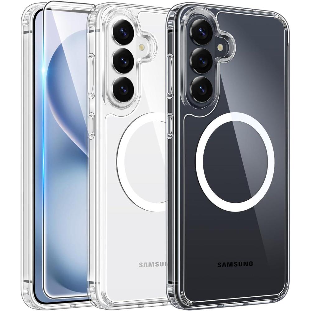imageFNTCASE for Samsung Galaxy S26 Case Clear Anti Yellowing Magnetic Military Grade Drop Protection Cell Phone Cover Compatible with Magsafe Rugged Shockproof Protective Bumper Transparent PhonecaseACLear Magnetic