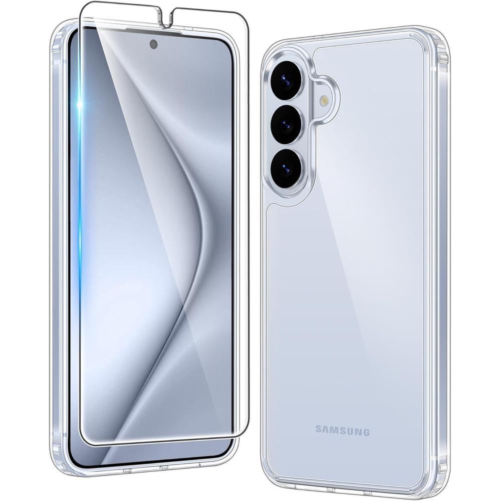 imageFNTCASE for Samsung Galaxy S26Plus Case Clear Magnetic Phone Cases with Screen Protector Compatible with Magsafe Slim Anti Yellowing Shockproof Protective Transparent Cover Clear MagneticBClear