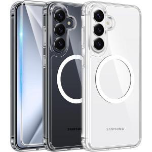 FNTCASE for Samsung Galaxy S26-Plus Case: Clear Magnetic Phone Cases with Screen Protector Compatible with Magsafe Slim Anti Yellowing Shockproof Protective Transparent Cover (Clear Magnetic)(A-CLear Magnetic)