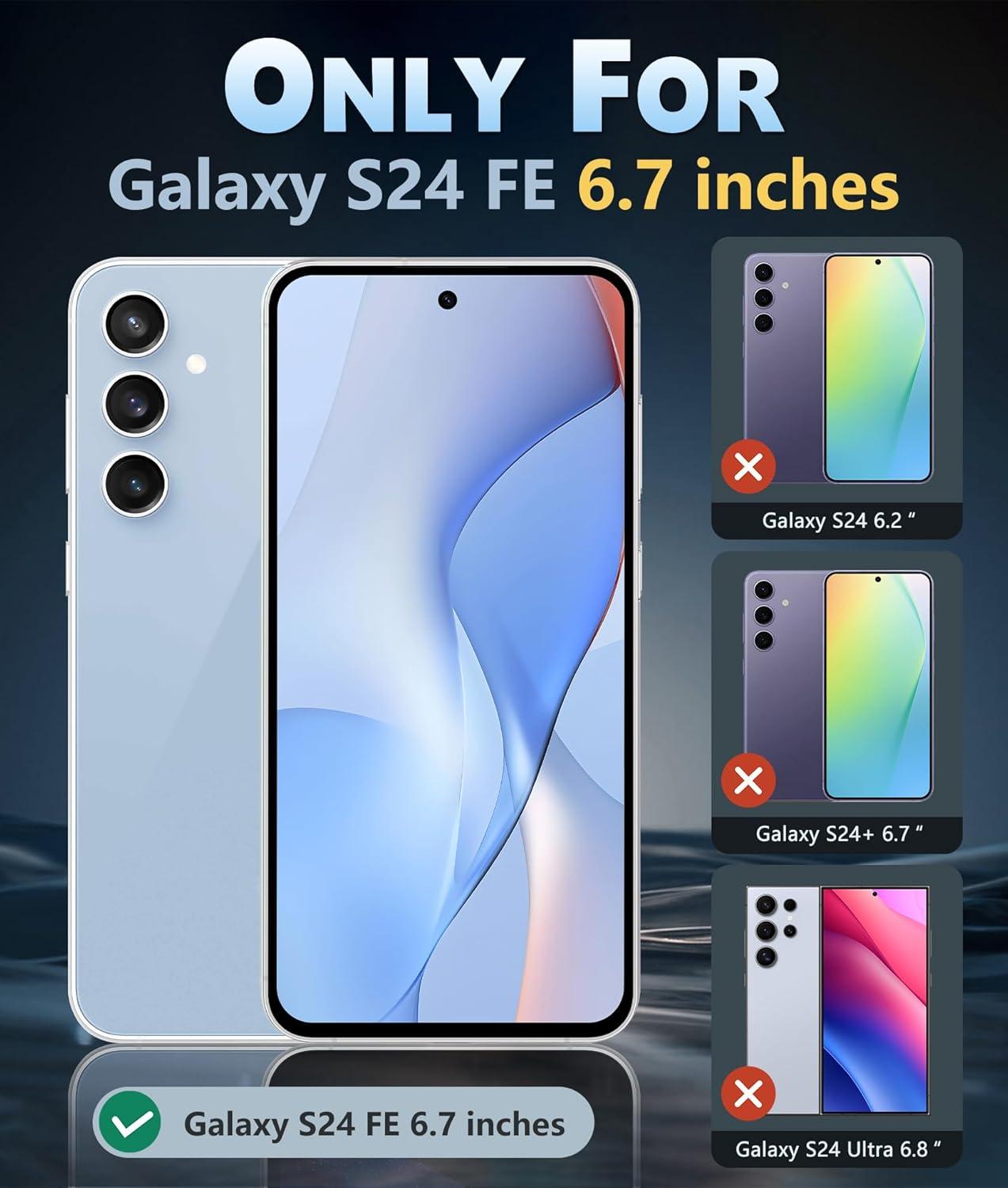 imageFNTCASE for Samsung Galaxy S24FE Case Clear Military Grade Drop Protection Anti Yellowing Slim Case Rugged Shockproof Protective Transparent Cell Phone CoverClear Pack of 2