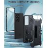 FNTCASE for Samsung Galaxy S21-Ultra Case: Military Grade Rugged Cell Phone Cover with Kickstand | Shockproof TPU Protection Bumper Matte Textured Design for Samsung S21 Ultra Cases 6.8 inches (Black)(T-Black)