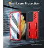 FNTCASE for Samsung Galaxy S21-Ultra Case: Military Grade Rugged Cell Phone Cover with Kickstand | Shockproof TPU Protection Bumper Matte Textured Design for Samsung S21 Ultra Cases 6.8 inches (Black)(Red)