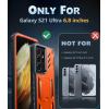 FNTCASE for Samsung Galaxy S21-Ultra Case: Military Grade Rugged Cell Phone Cover with Kickstand | Shockproof TPU Protection Bumper Matte Textured Design for Samsung S21 Ultra Cases 6.8 inches (Black)(Orange)