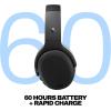 Skullcandy Crusher ANC 2 Wireless Over-Ear Bluetooth Headphones with Multi-Sensory Bass, Active Noise Cancelling, Up to 60 Hours Battery, Microphone for iPhone Android – Hazard(Black/Asphalt)