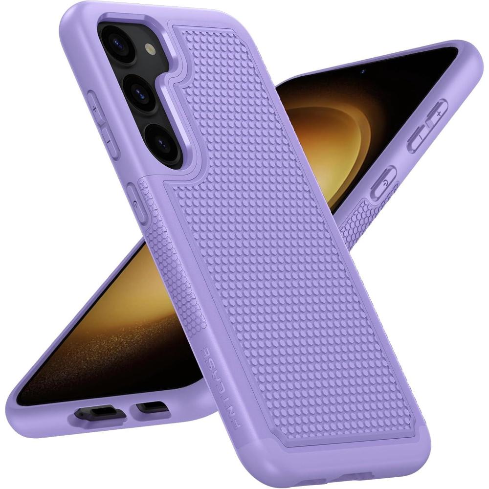 imageFNTCASE for Samsung Galaxy S26 Case Military Grade Drop Protection 14ft Drop Protective Screen Protector Included AntiSlip Texture TPUPC Dual Layer Shockproof Phone Case Cover BlackLight Purple