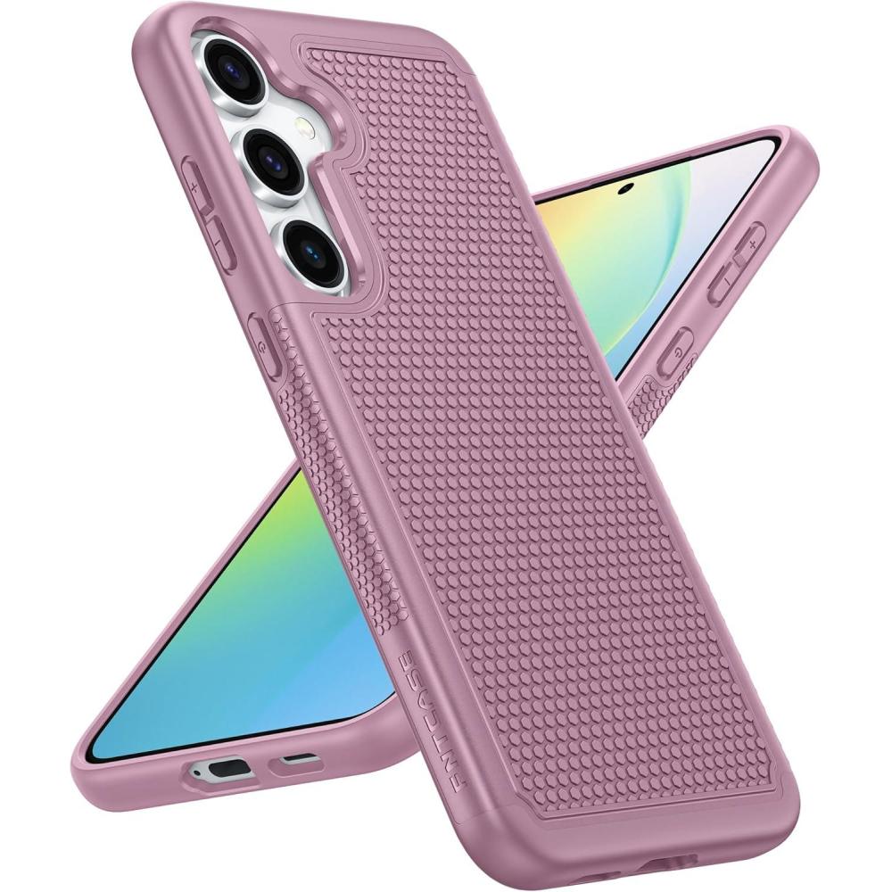 imageFNTCASE for Samsung Galaxy S26 Case Military Grade Drop Protection 14ft Drop Protective Screen Protector Included AntiSlip Texture TPUPC Dual Layer Shockproof Phone Case Cover BlackPink